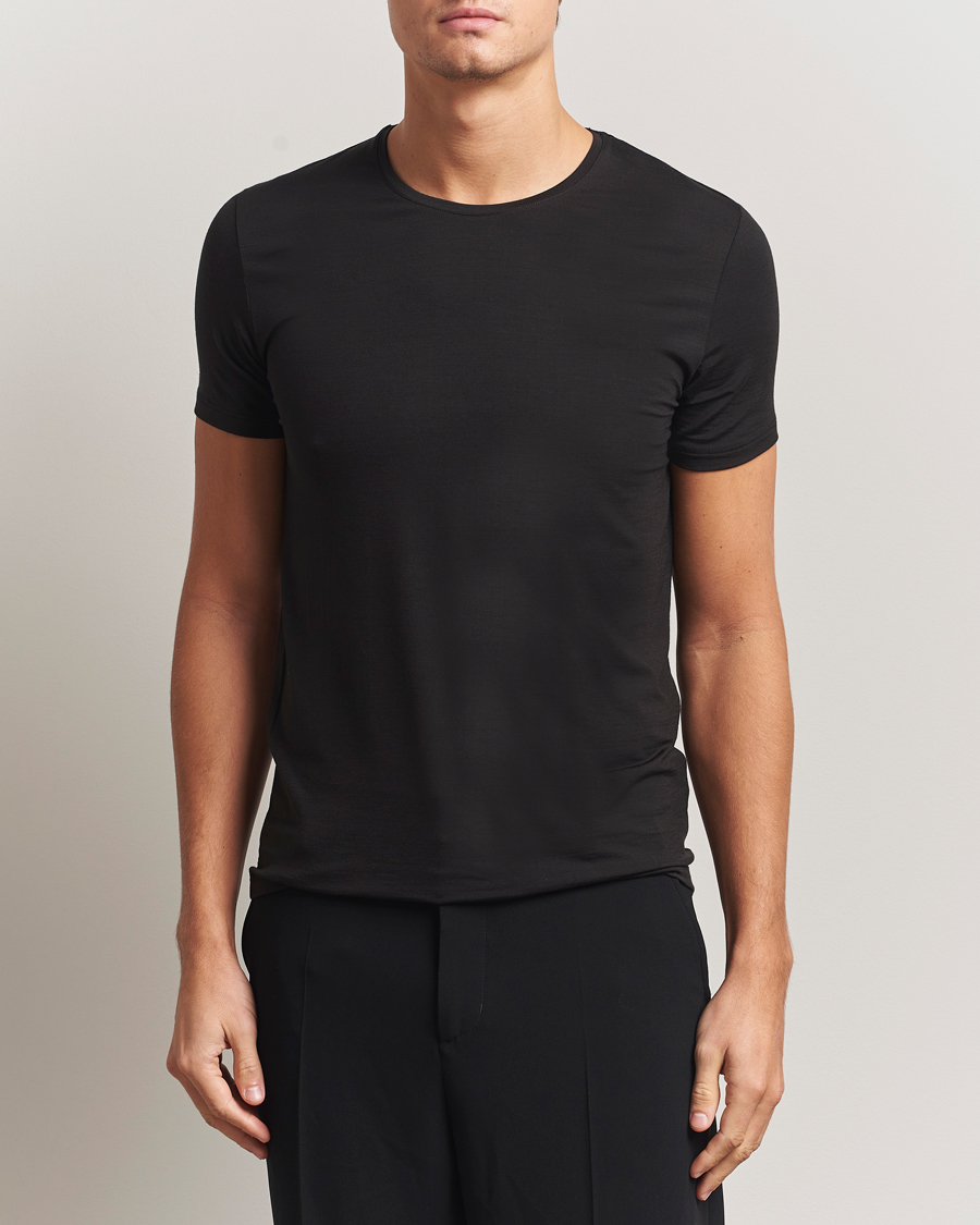 Herren | T-Shirts | Falke | Clima Wool Crew Neck T-Shirt Black