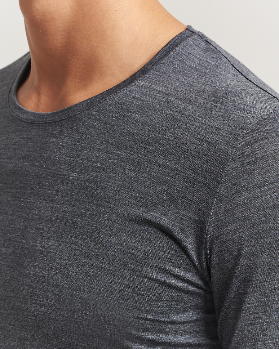 Herren | T-Shirts | Falke | Clima Wool Wool Long Sleeve T-Shirt Dark Grey Heather