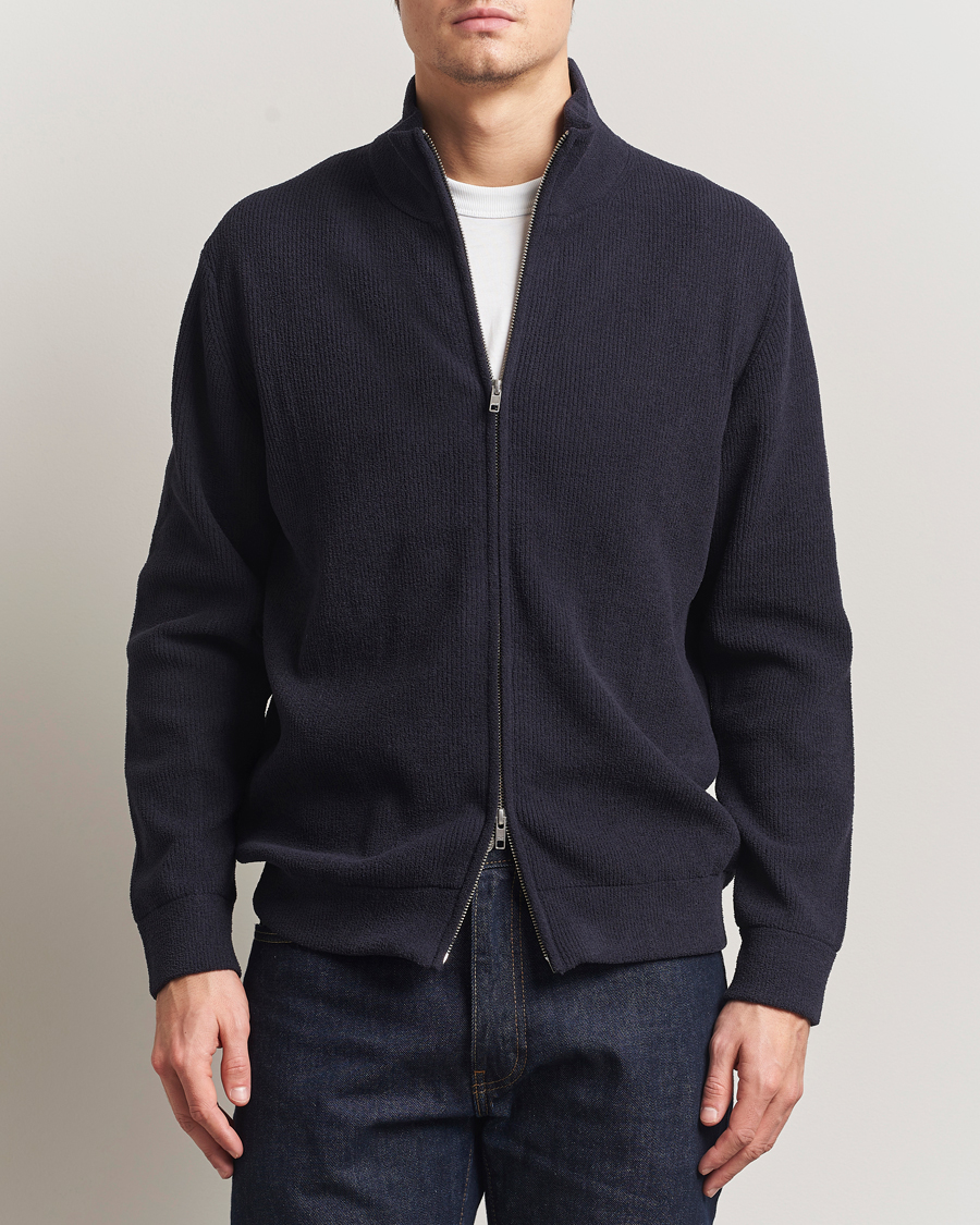 Herren | Pullover | NN07 | Danny Rib Knitted Full Zip Navy Blue