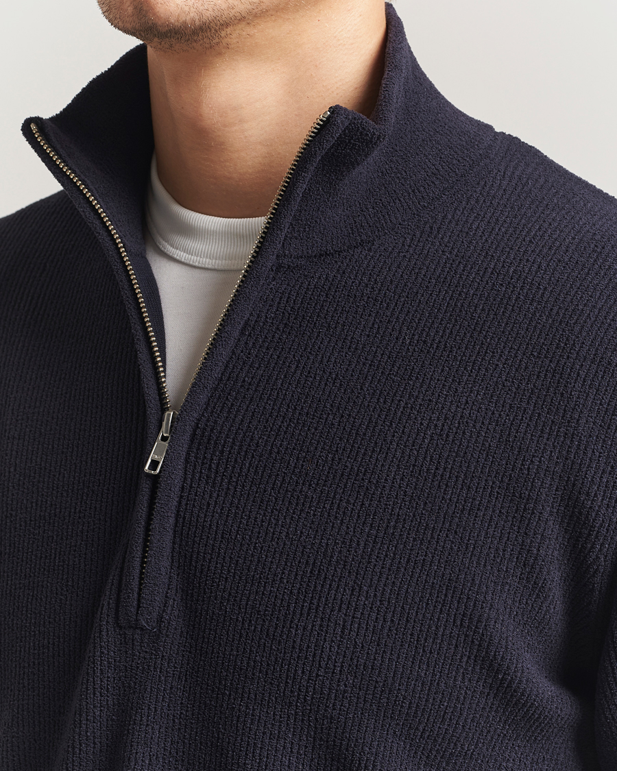 Herren | Pullover | NN07 | Danny Rib Knitted Half Zip Navy Blue