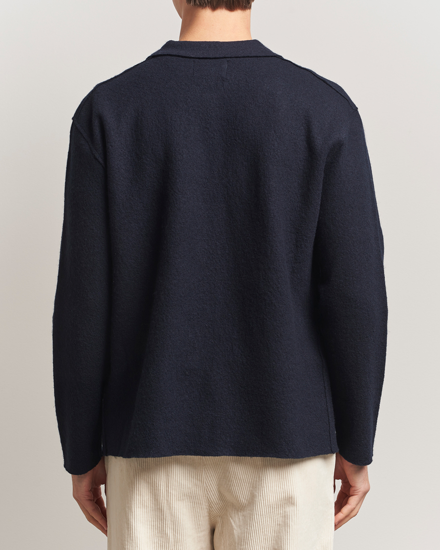 Herren | Pullover | NN07 | Jonas Boiled Wool Full Zip Navy Blue