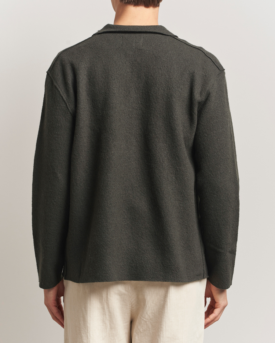 Herren | Pullover | NN07 | Jonas Boiled Wool Full Zip Dark Army