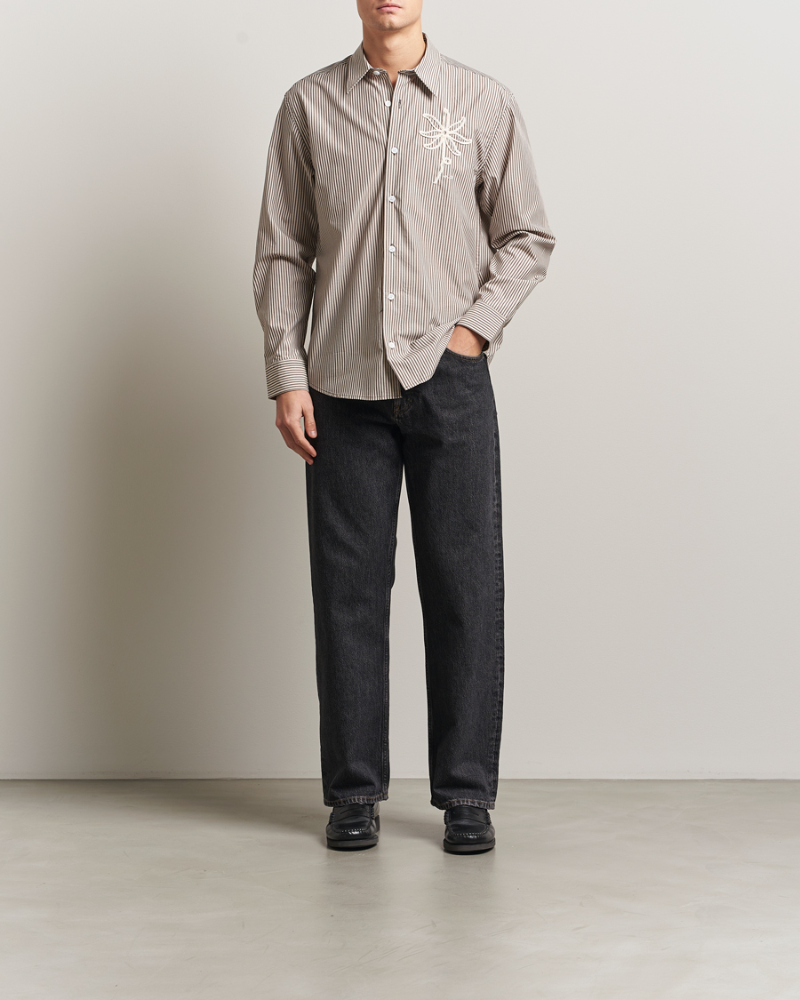 Herren | Hemden | NN07 | Quinsy Striped Embroidered Shirt Brown