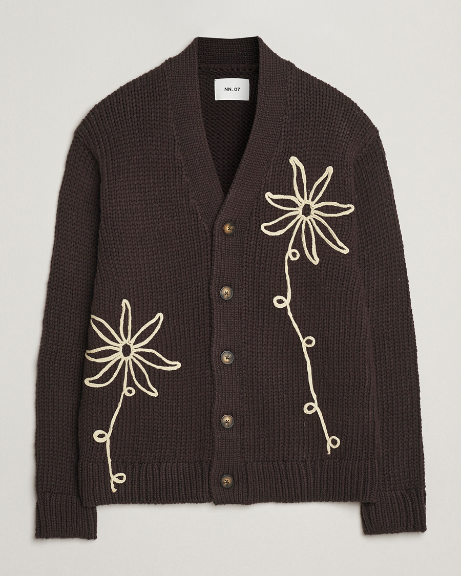 Herren | Pullover | NN07 | Mika Knitted Flower Cardigan Dusky Port