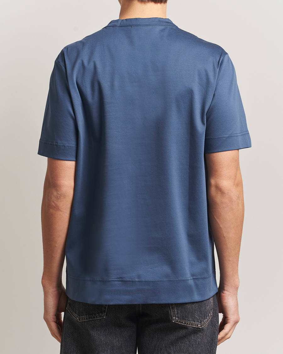 Herren | T-Shirts | NN07 | Pedro Embroidered T-Shirt Denim Blue
