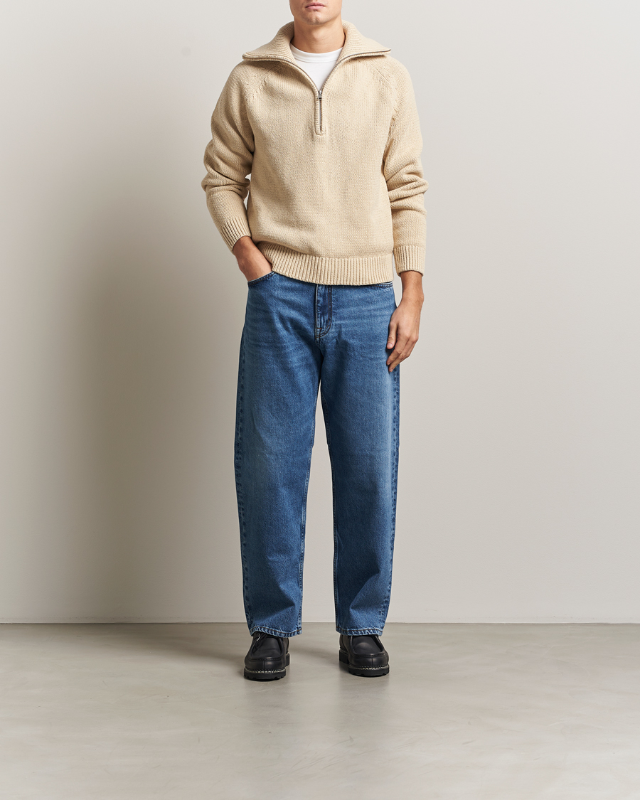 Herren | Pullover | NN07 | Tristan Heavy Knitted Half Zip Ecru