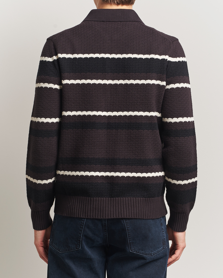 Herren | Pullover | NN07 | Alfie Striped Knitted Polo Dusky Port