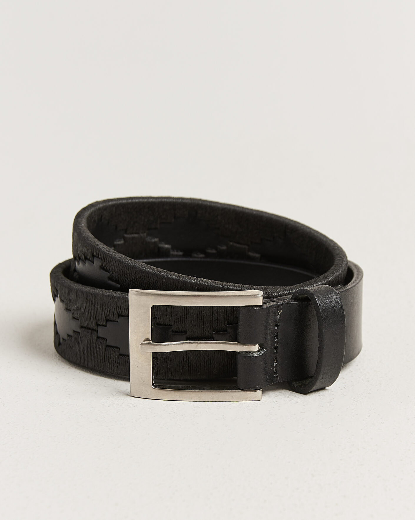 Herren | Gürtel | Pampeano | Bordado Hand Stitched Classic Leather Belt 3,5cm Black