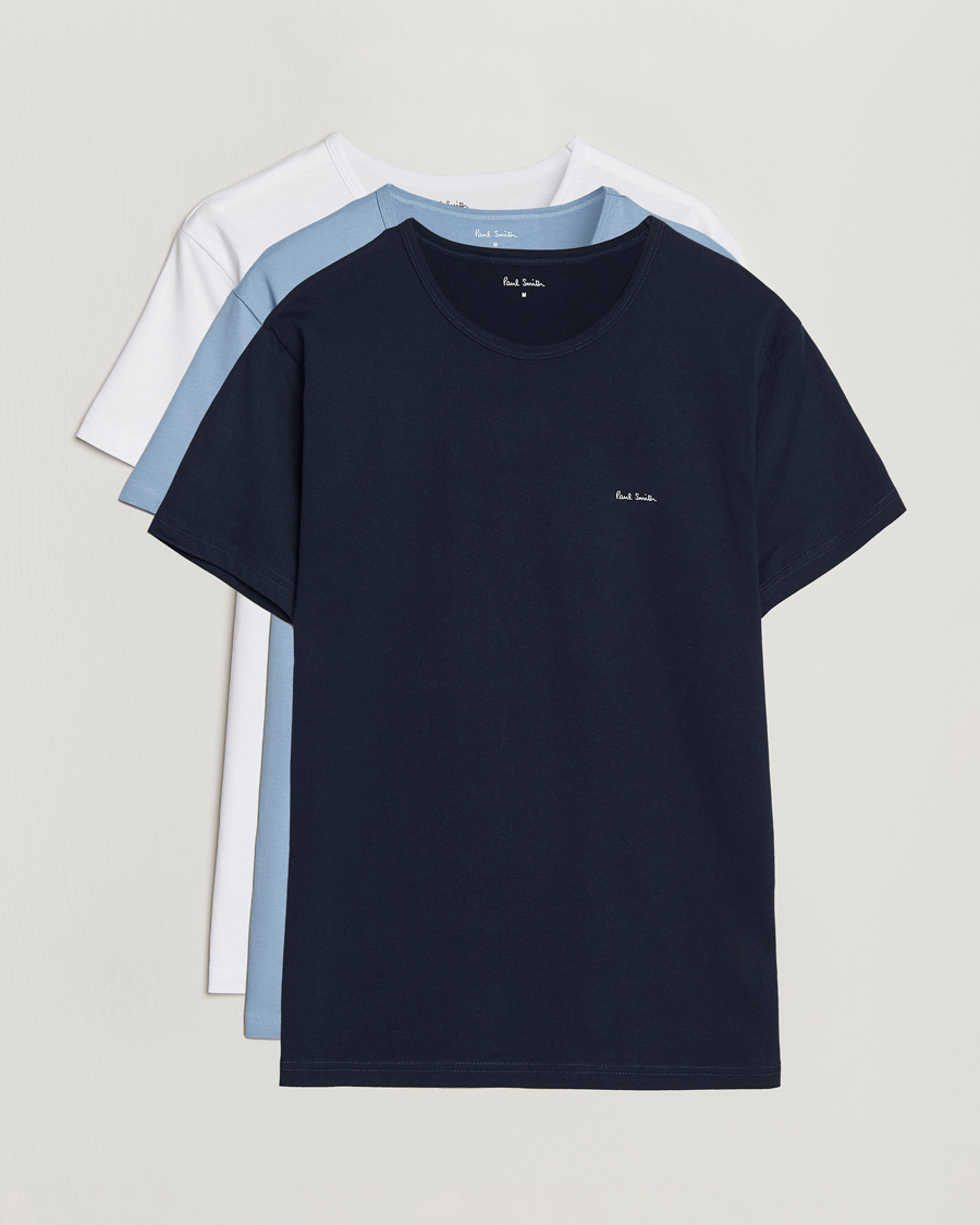 Herren | T-Shirts | Paul Smith | 3-Pack Crew Neck T-Shirt White/Black/Light Blue