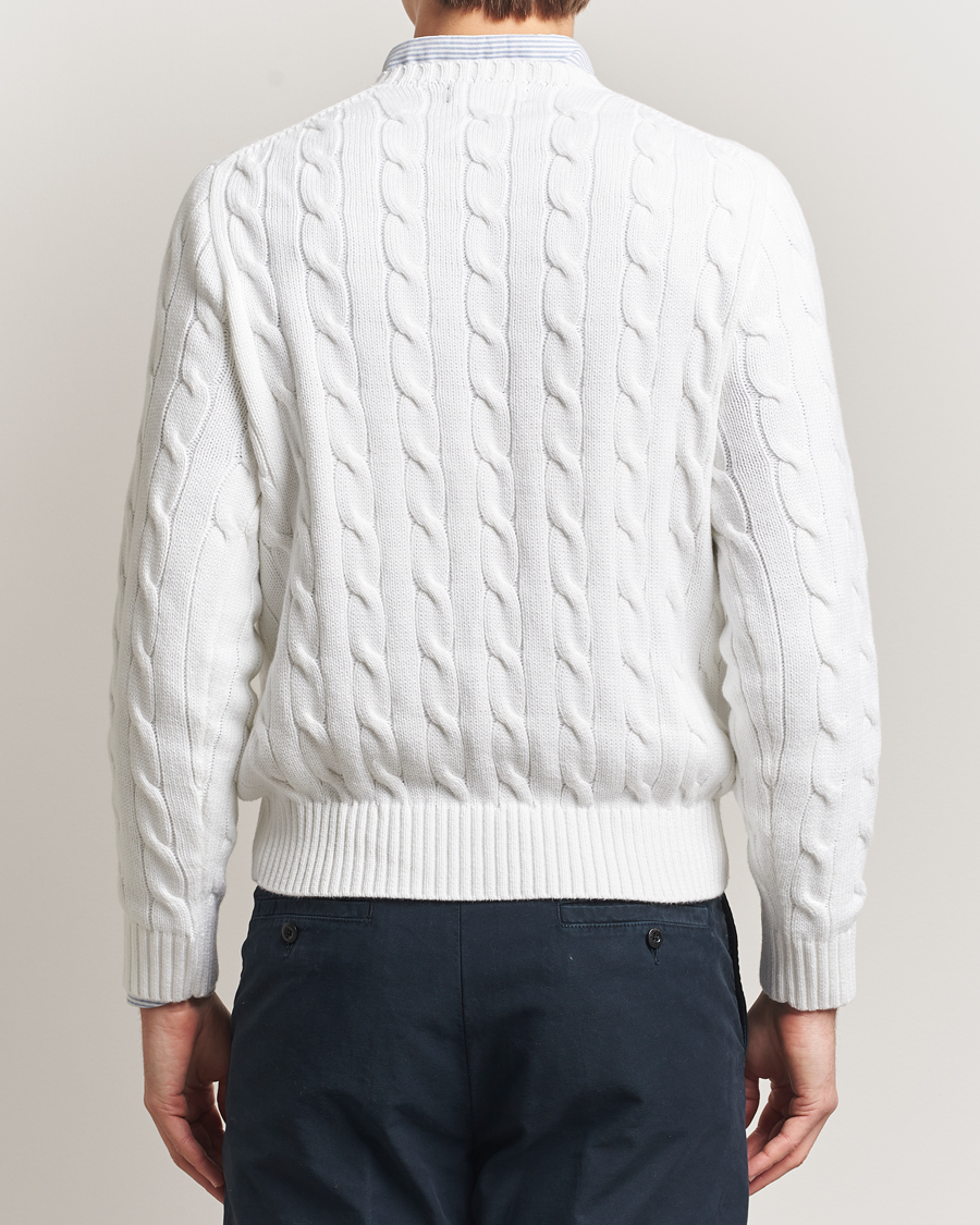 Herren | Pullover | Polo Ralph Lauren | Cotton Cable Flag Sweater Ceramic White