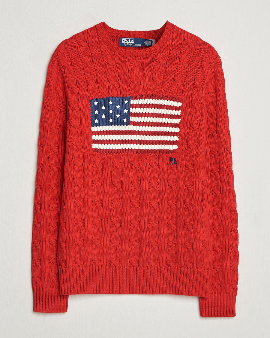 Herren | Pullover | Polo Ralph Lauren | Cotton Cable Flag Sweater RL 2000 Red