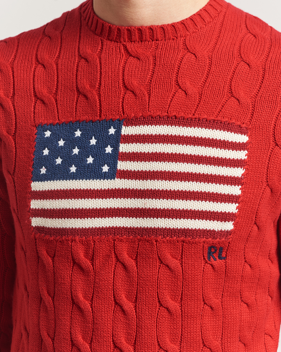 Herren | Pullover | Polo Ralph Lauren | Cotton Cable Flag Sweater RL 2000 Red