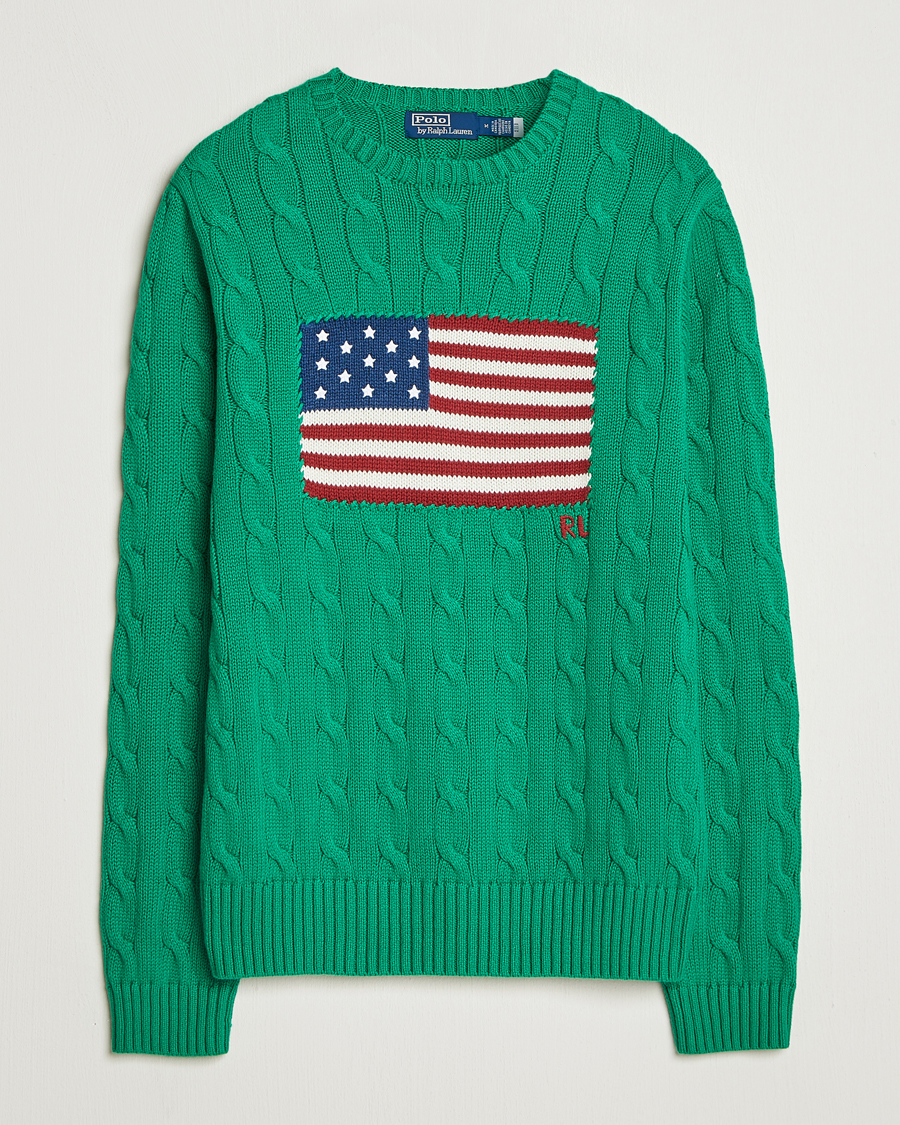 Herren | Pullover | Polo Ralph Lauren | Cotton Cable Flag Sweater Billiard Green