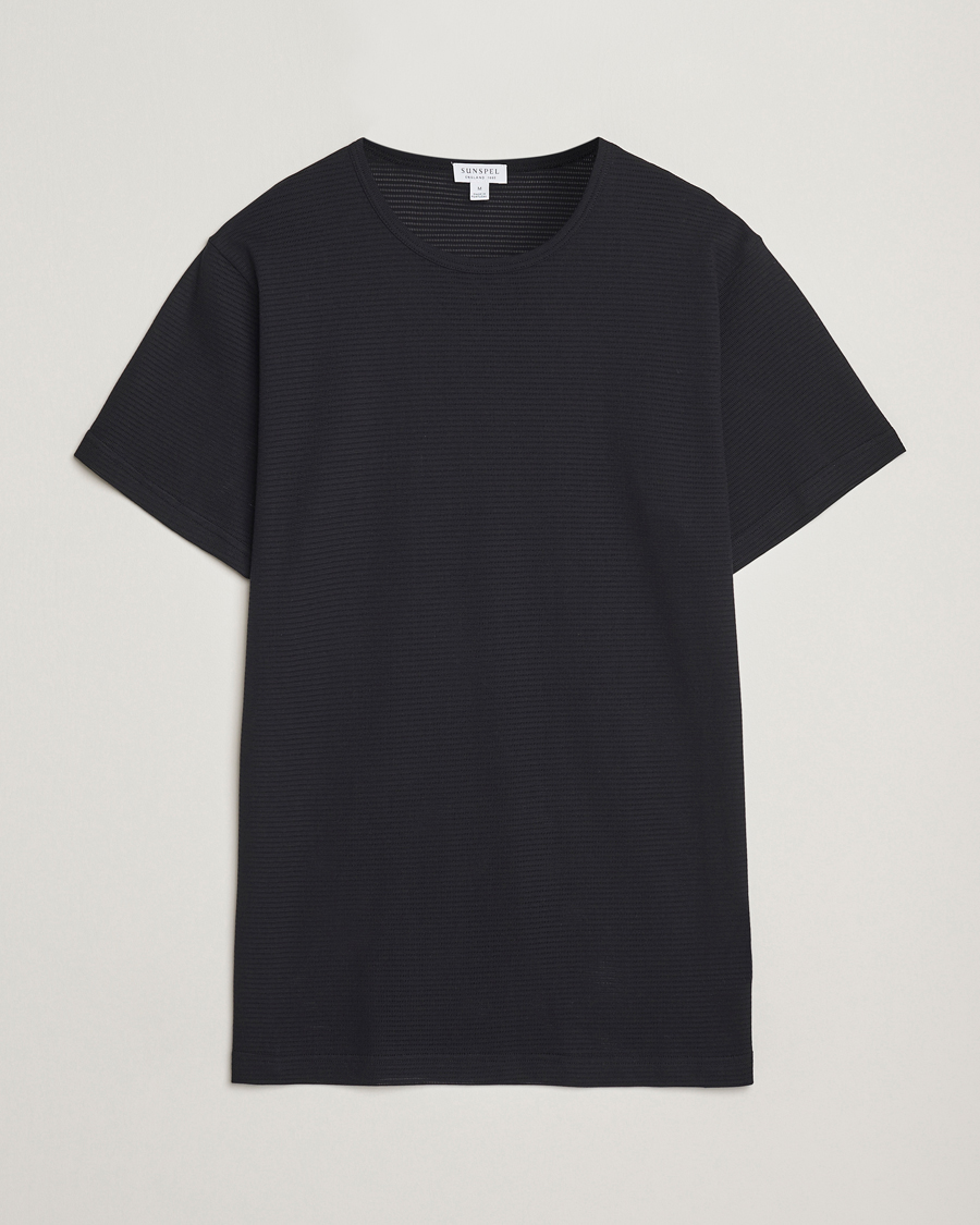 Herren | T-Shirts | Sunspel | Cellular Underwear T-Shirt Black