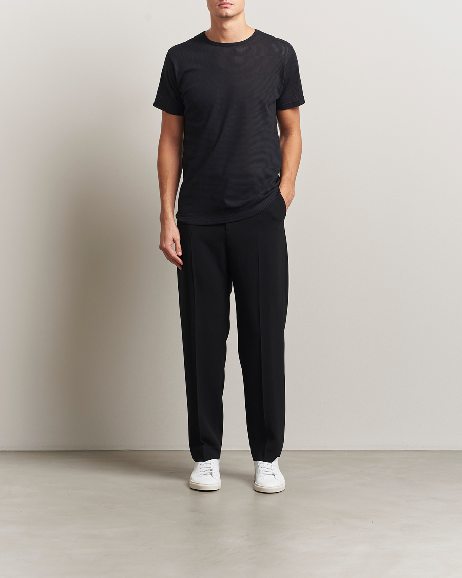 Herren | T-Shirts | Sunspel | Cellular Underwear T-Shirt Black