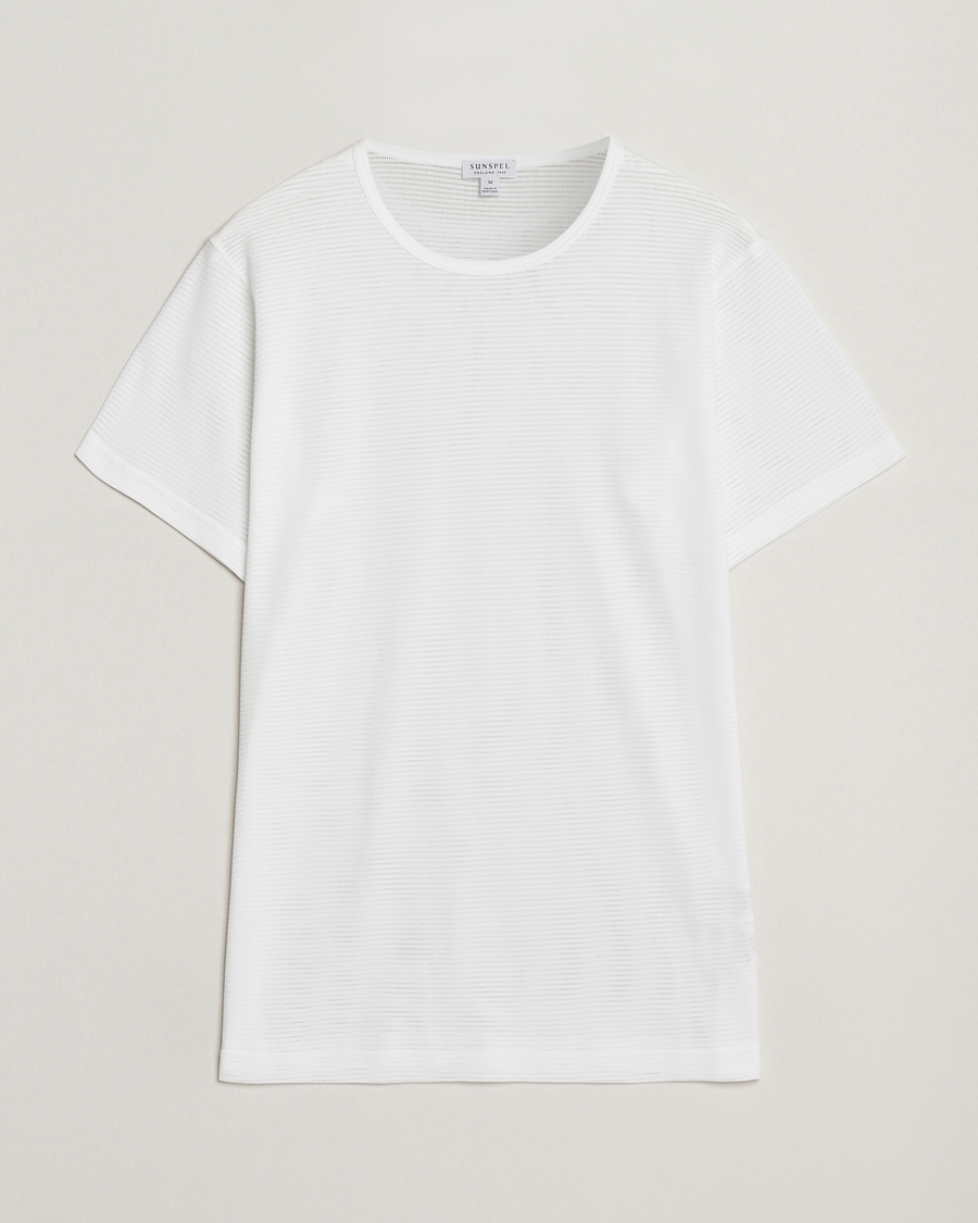 Herren | T-Shirts | Sunspel | Cellular Underwear T-Shirt White