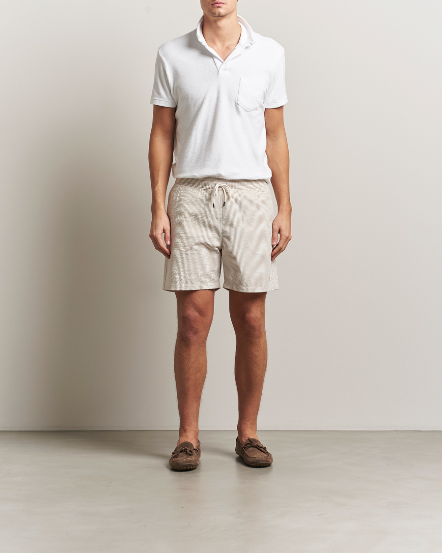 Herren | Badehosen | Polo Ralph Lauren | Traveler Mid Trunk Seersucker Beige