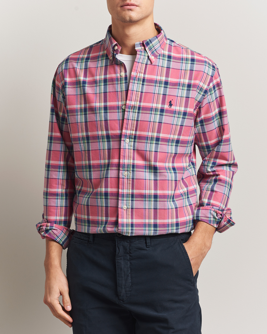 Herren | Hemden | Polo Ralph Lauren | Custom Fit Oxford Checked Shirt Pink/Blue