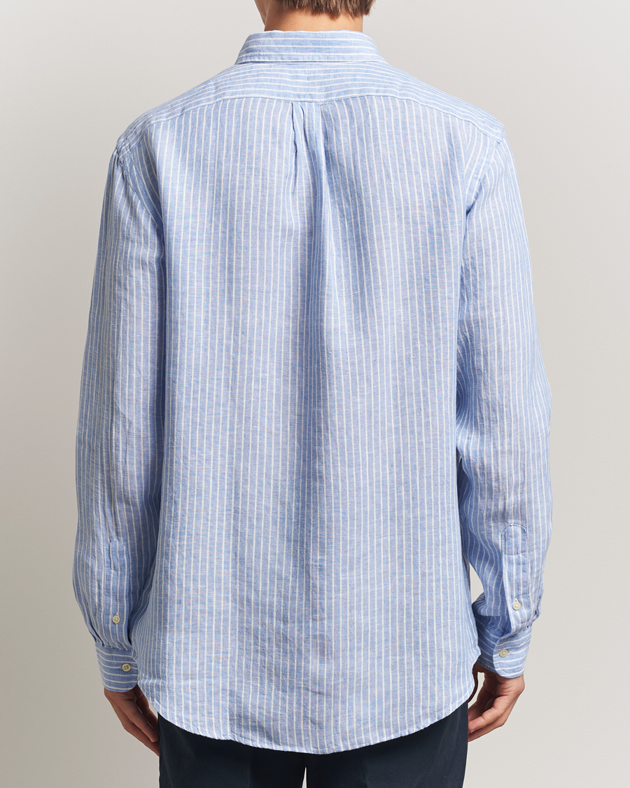 Herren | Hemden | Polo Ralph Lauren | Custom Fit Linen Striped Shirt Light Blue/White