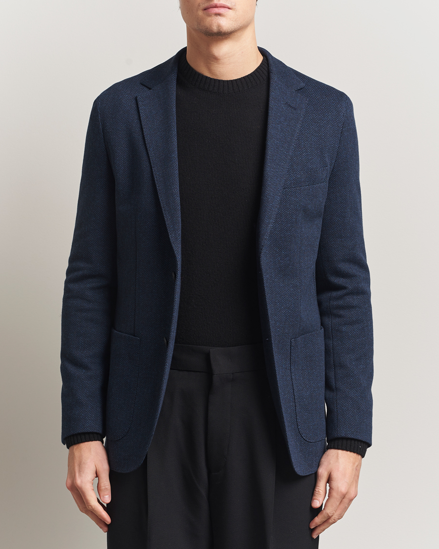 Herren | Sakkos | BOSS BLACK | Jaye Jersey Herringbone Blazer Dark Blue