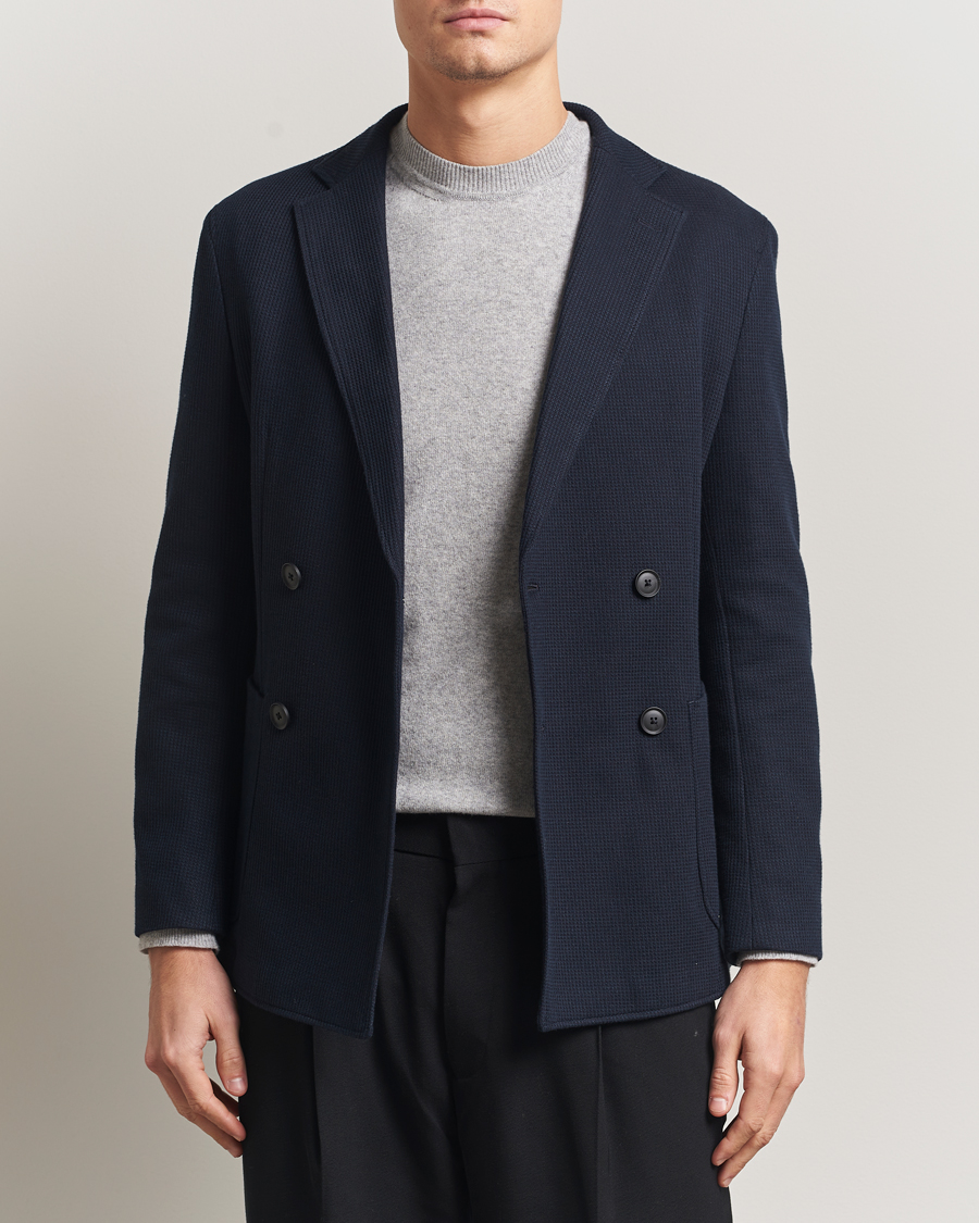 Herren | Sakkos | BOSS BLACK | Hanry Jersey Double Breasted Blazer Dark Blue