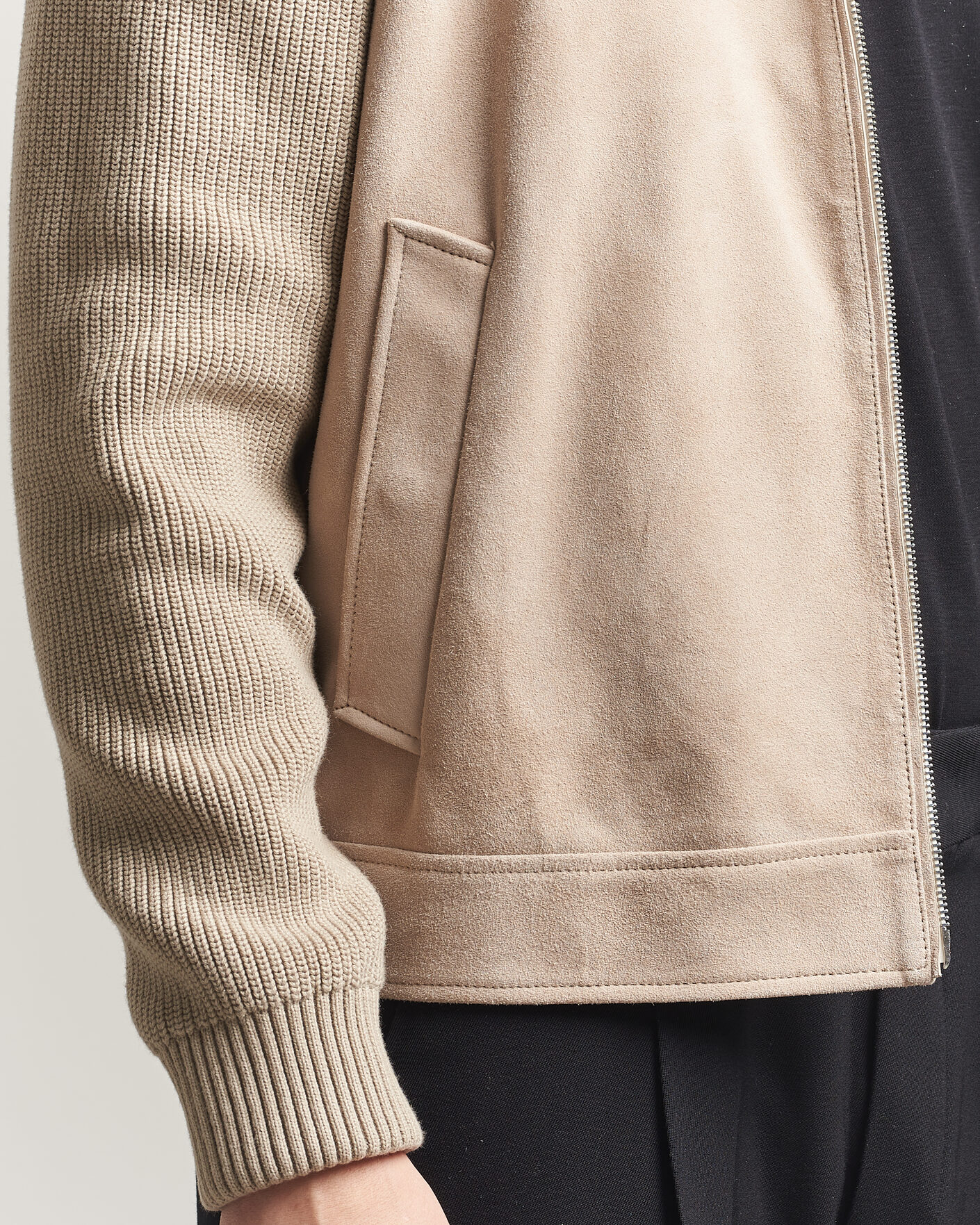 Herren | Jacken | BOSS BLACK | Maven Suede Hybrid Jacket Open White