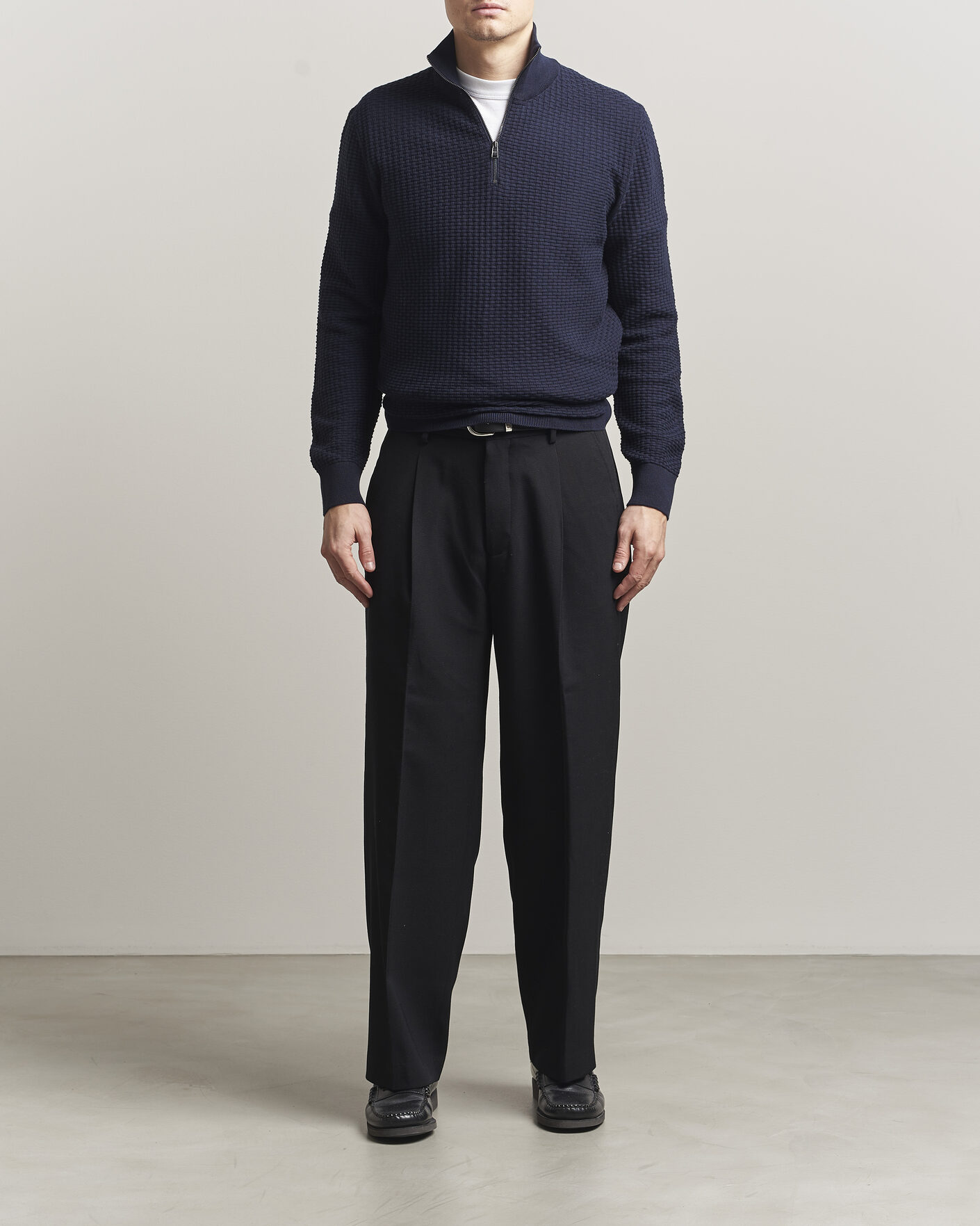 Herren | Pullover | BOSS BLACK | Ulicio Structured Knitted Half Zip Dark Blue