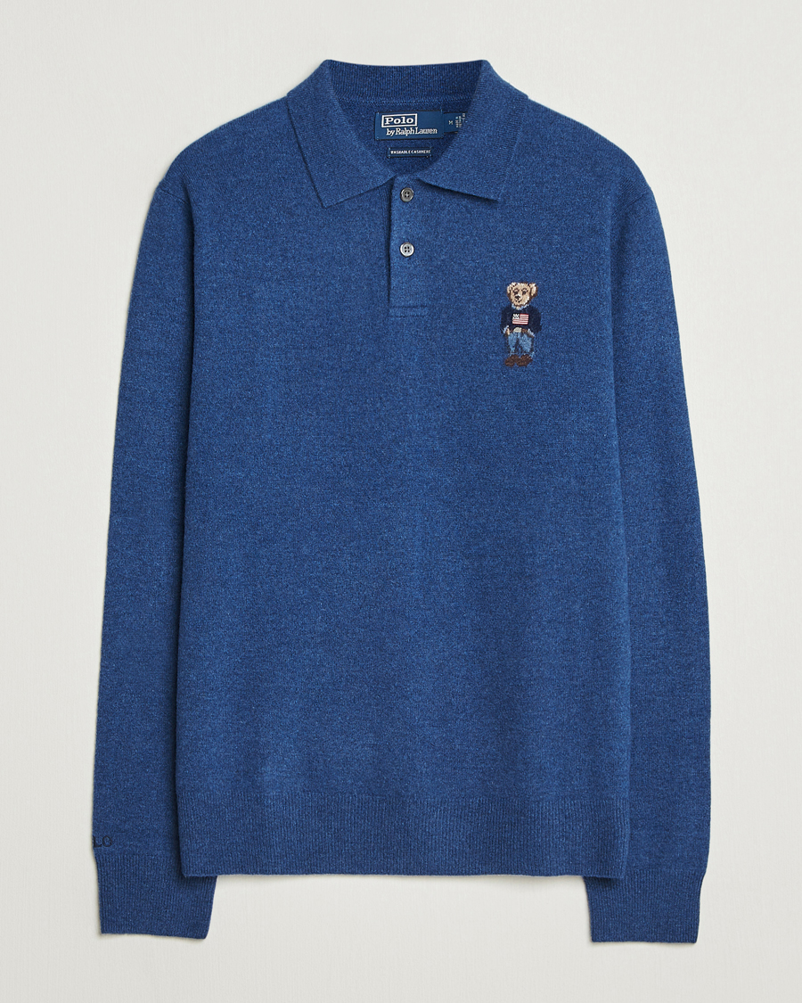 Herren | Poloshirts | Polo Ralph Lauren | Washed Long Sleeve Bear Polo Rustic Navy Heather