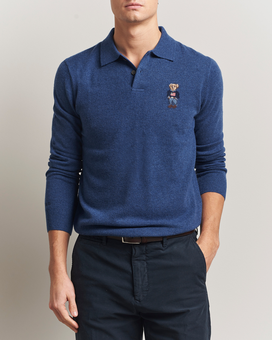 Herren | Poloshirts | Polo Ralph Lauren | Washed Long Sleeve Bear Polo Rustic Navy Heather