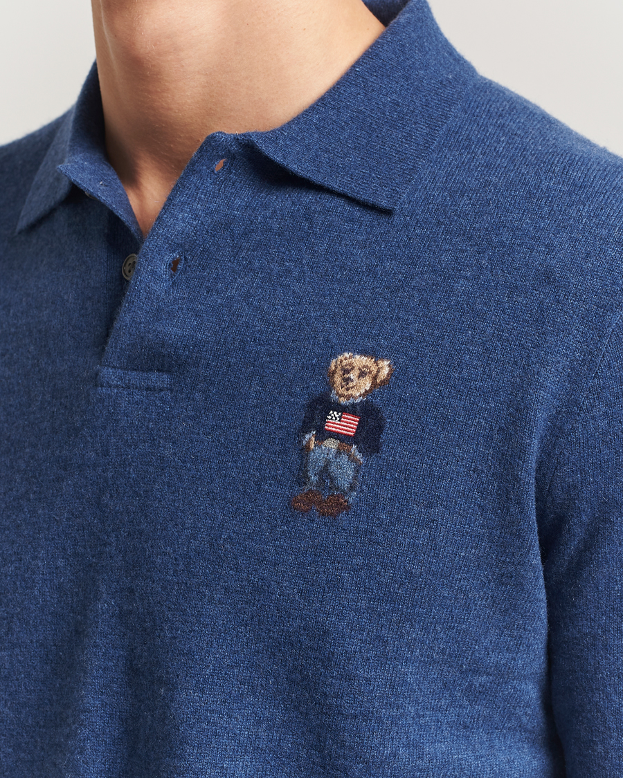 Herren | Poloshirts | Polo Ralph Lauren | Washed Long Sleeve Bear Polo Rustic Navy Heather