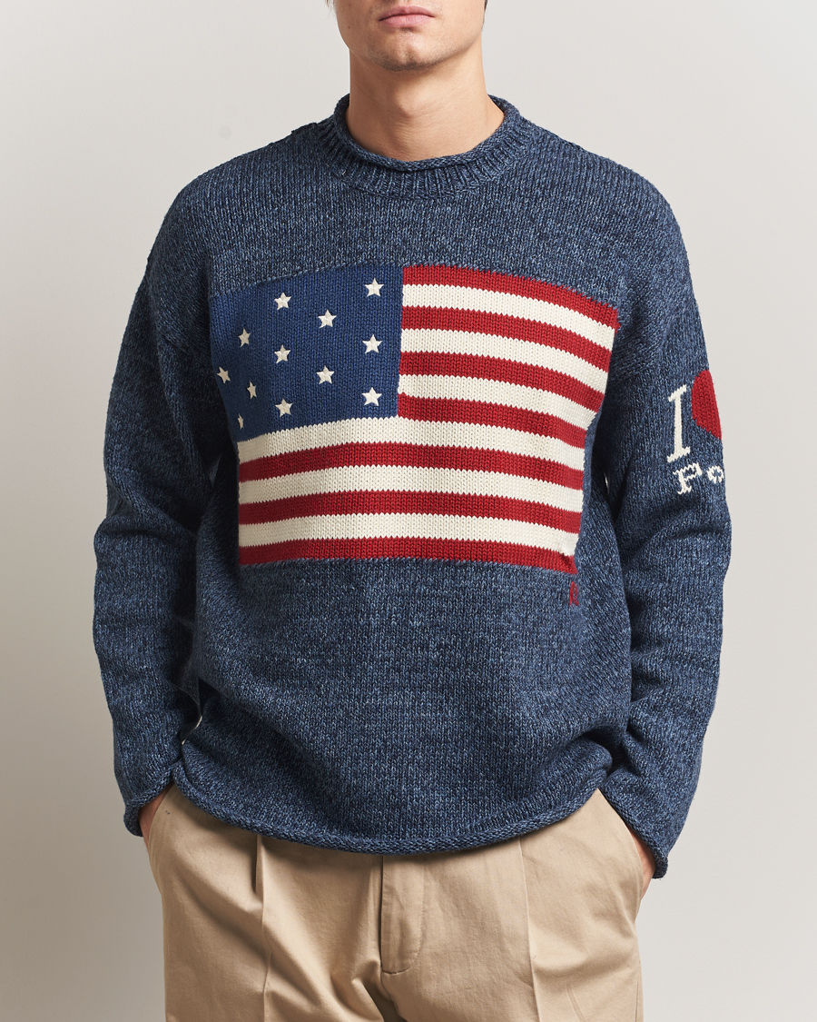 Herren | Pullover | Polo Ralph Lauren | Cotton Flag Sweater Blue Marl