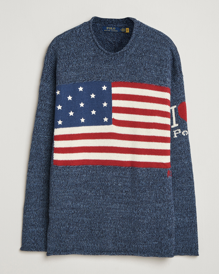 Herren | Pullover | Polo Ralph Lauren | Cotton Flag Sweater Blue Marl