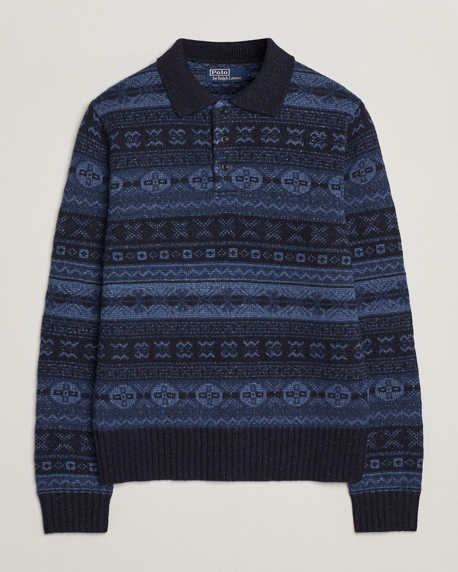 Herren | Pullover | Polo Ralph Lauren | Wool/Linen Blend Long Sleeve Sweater Navy Multi