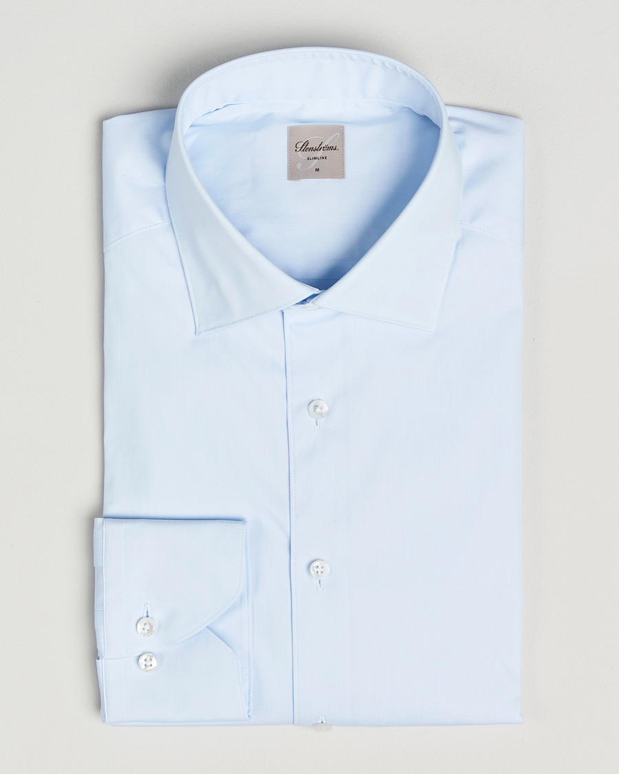 Herren | Hemden | Stenströms | Slimline Cotton Stretch Shirt Light Blue