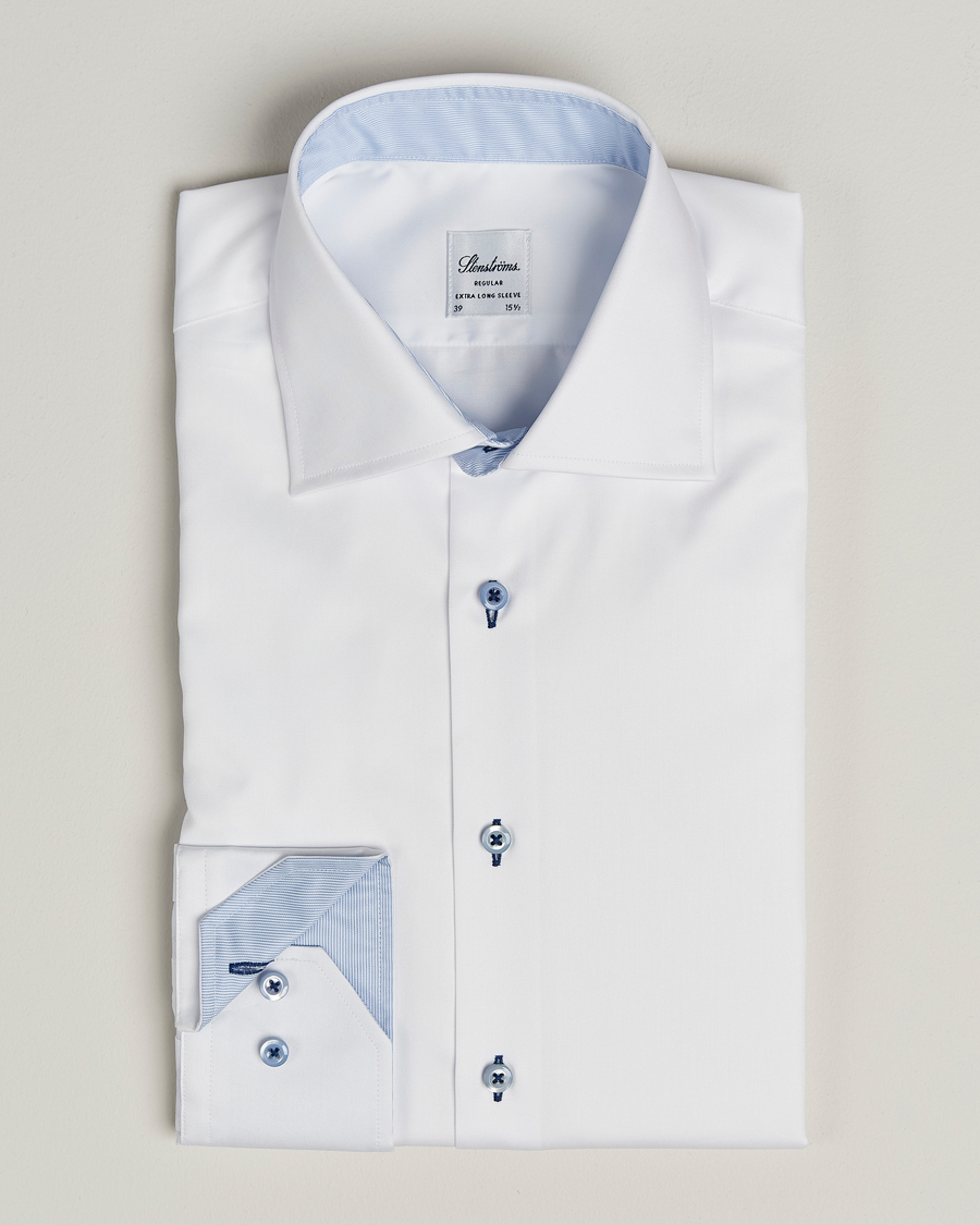 Herren | Hemden | Stenströms | Regular Fit X-Long Sleeve Contrast Shirt White