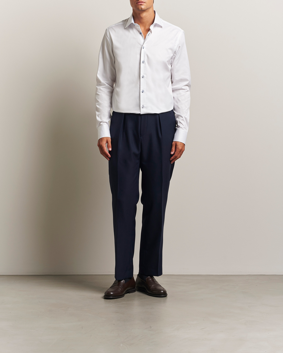 Herren | Hemden | Stenströms | Regular Fit X-Long Sleeve Contrast Shirt White