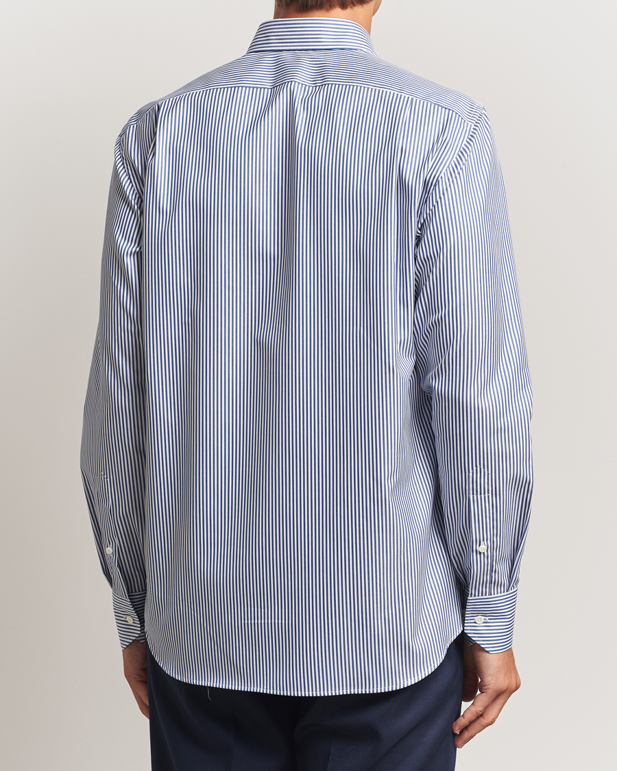 Herren | Hemden | Stenströms | Regular Fit Striped Cut Away Shirt White/Blue
