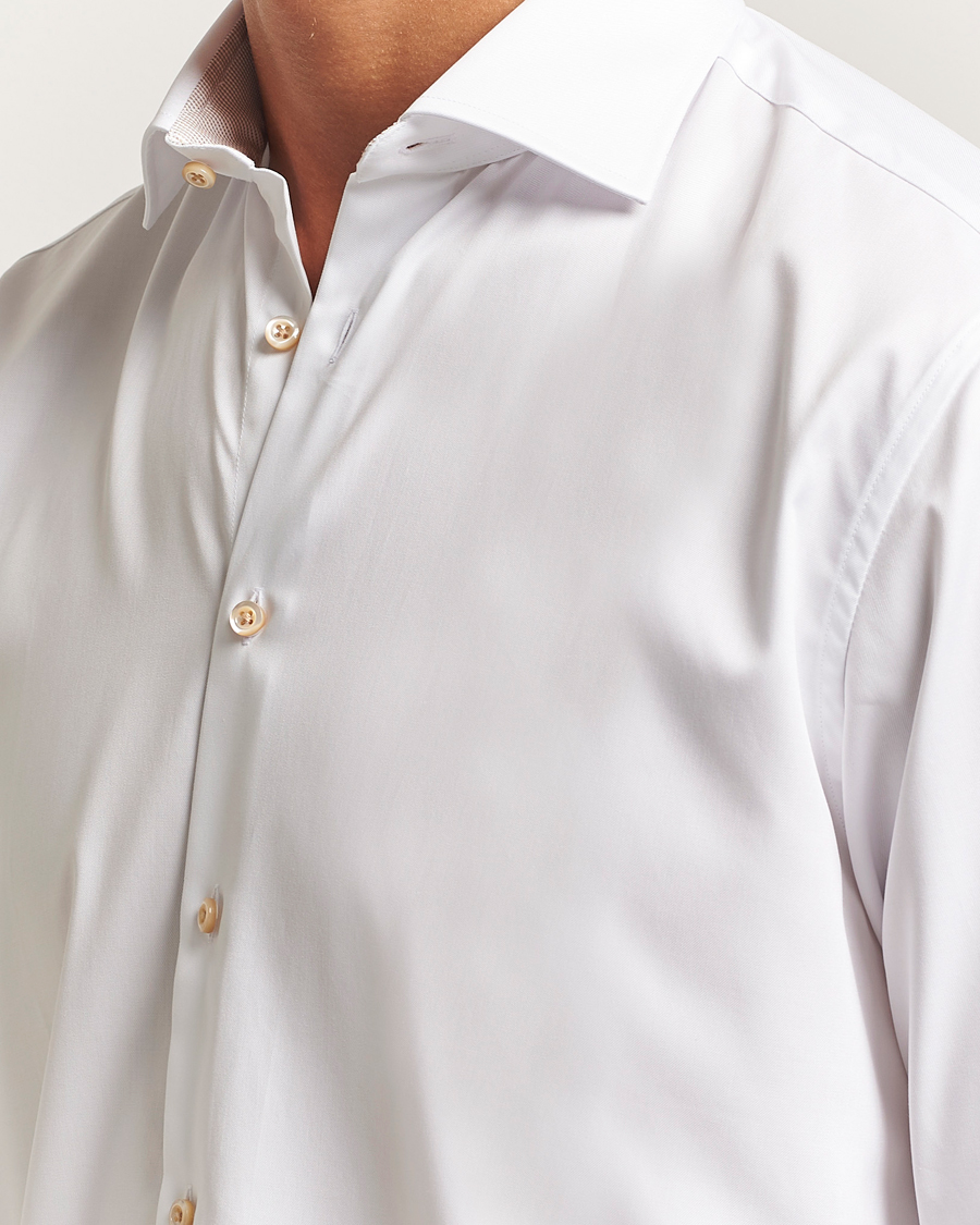 Herren | Hemden | Stenströms | Regular Fit Contrast Cotton Shirt White