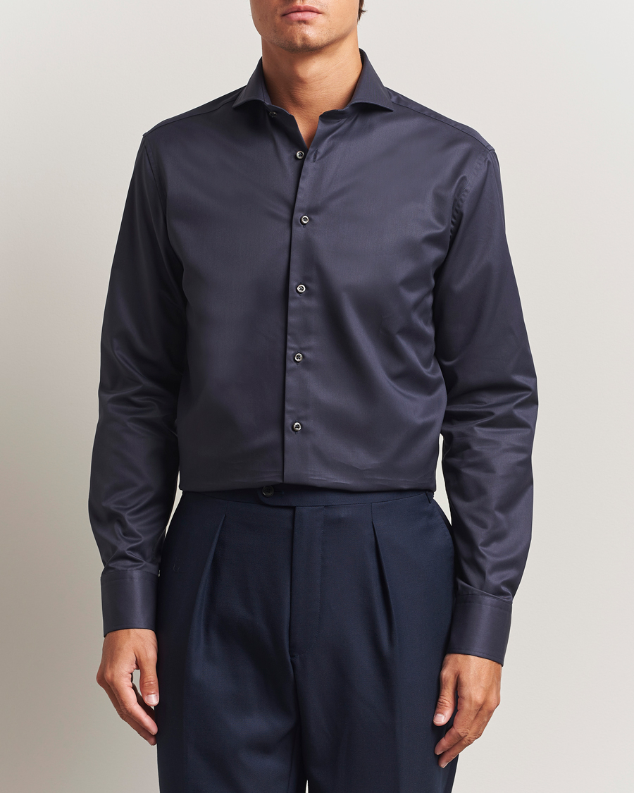 Herren | Hemden | Stenströms | Regular Fit Extreme Cut Away Shirt Navy