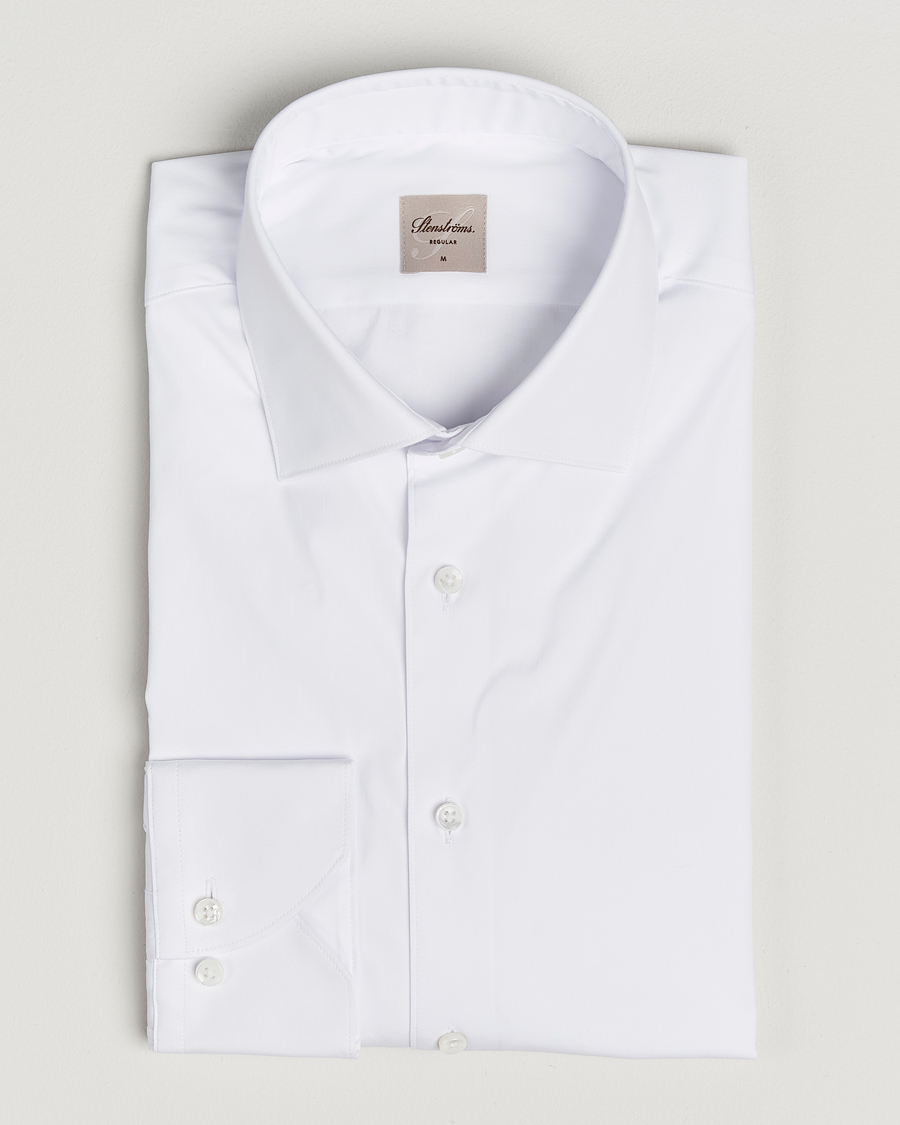 Herren | Hemden | Stenströms | Regular Fit Cotton Stretch Shirt White