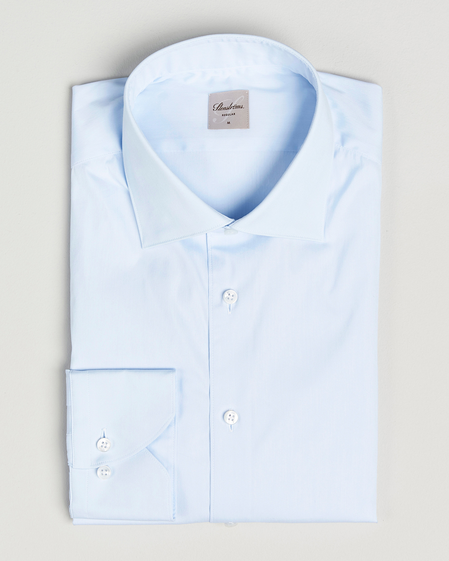 Herren | Hemden | Stenströms | Regular Fit Cotton Stretch Shirt Light Blue