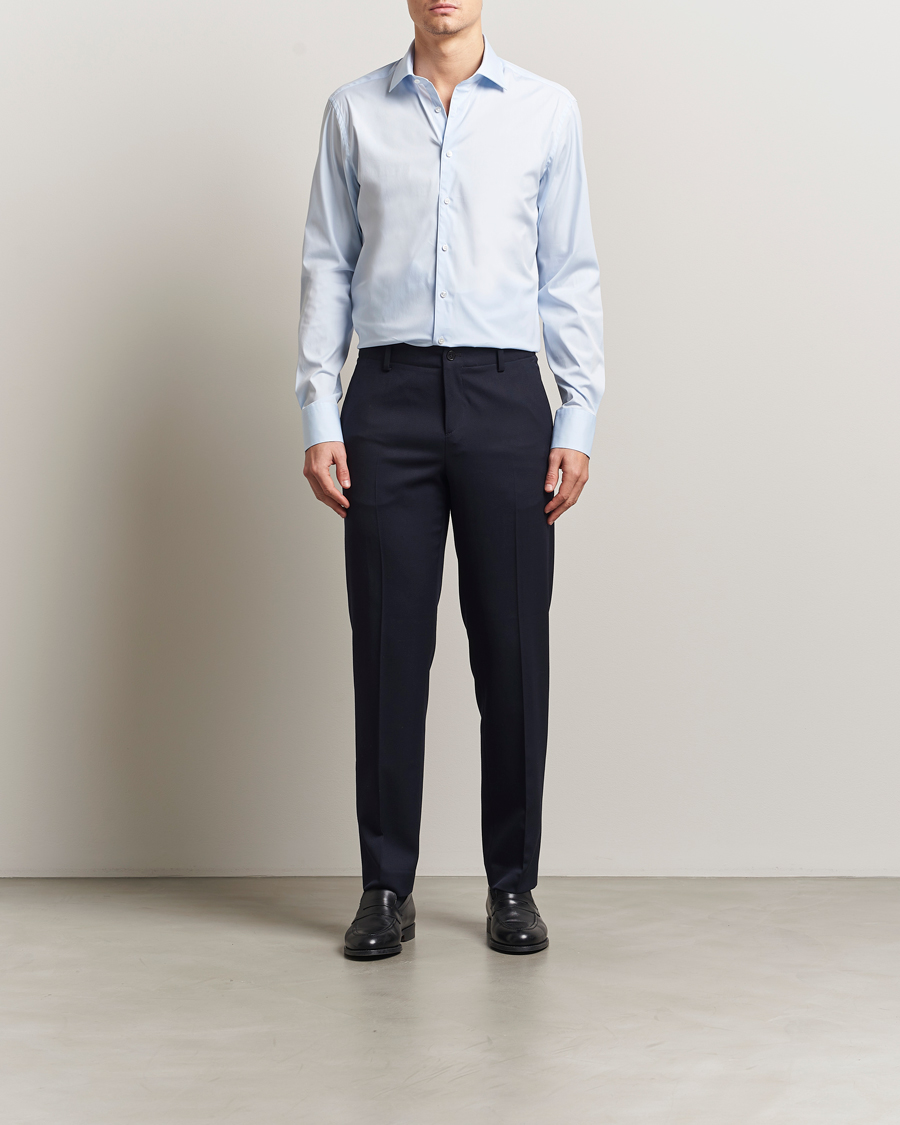 Herren | Hemden | Stenströms | Regular Fit Cotton Stretch Shirt Light Blue