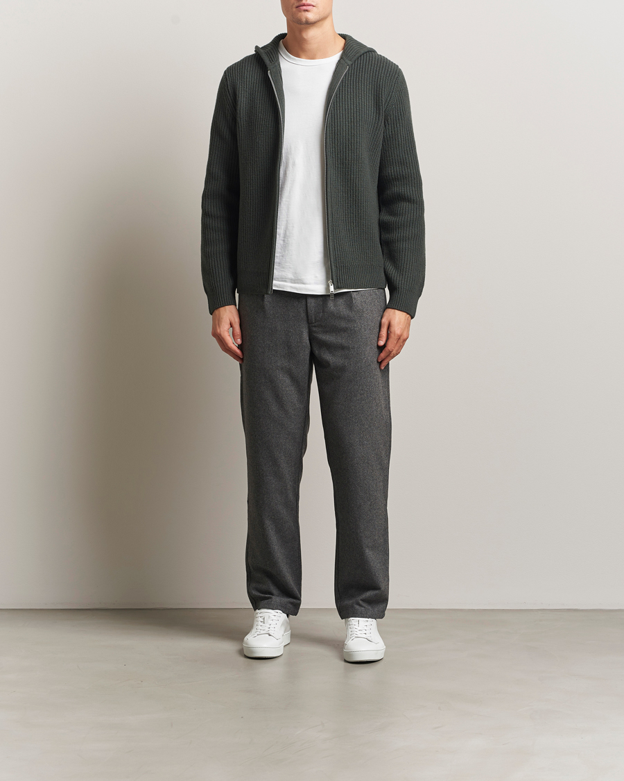 Herren | Pullover | Samsøe Samsøe | Isak Heavy Knitted Full Zip Hoodie Dark Evergreen