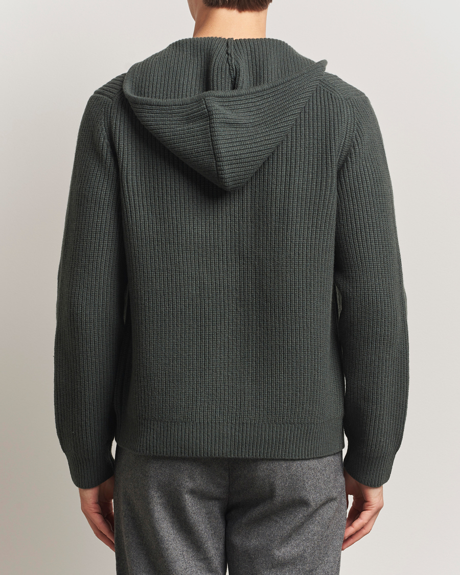 Herren | Pullover | Samsøe Samsøe | Isak Heavy Knitted Full Zip Hoodie Dark Evergreen