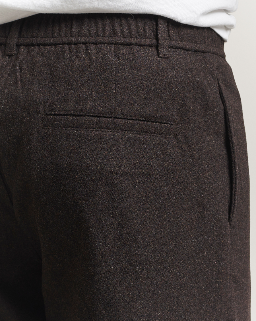 Herren | Hosen | Samsøe Samsøe | Bertil Flannel Drawstring Trousers Black Coffee Melange