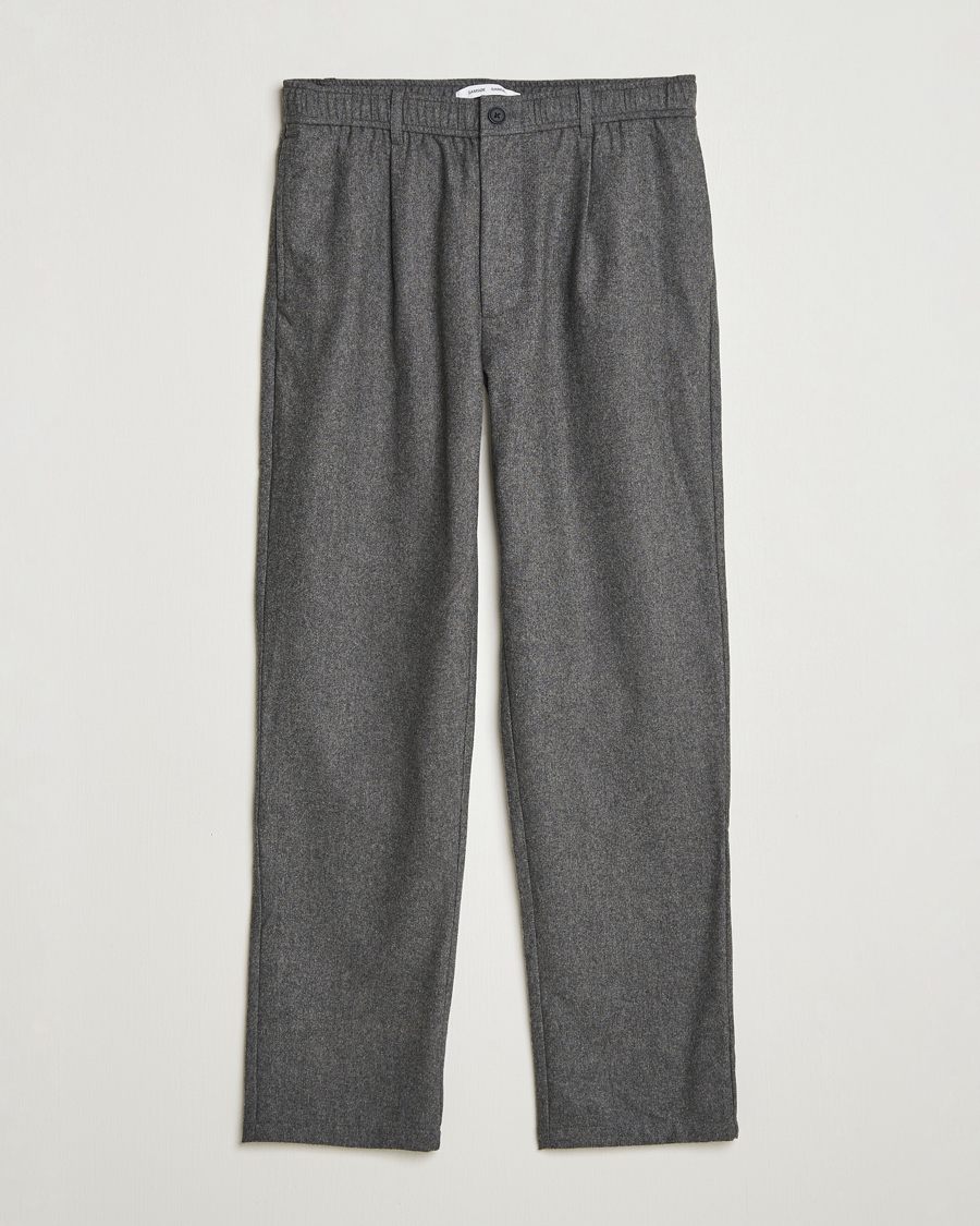 Herren | Hosen | Samsøe Samsøe | Bertil Flannel Drawstring Trousers Dark Grey Melange
