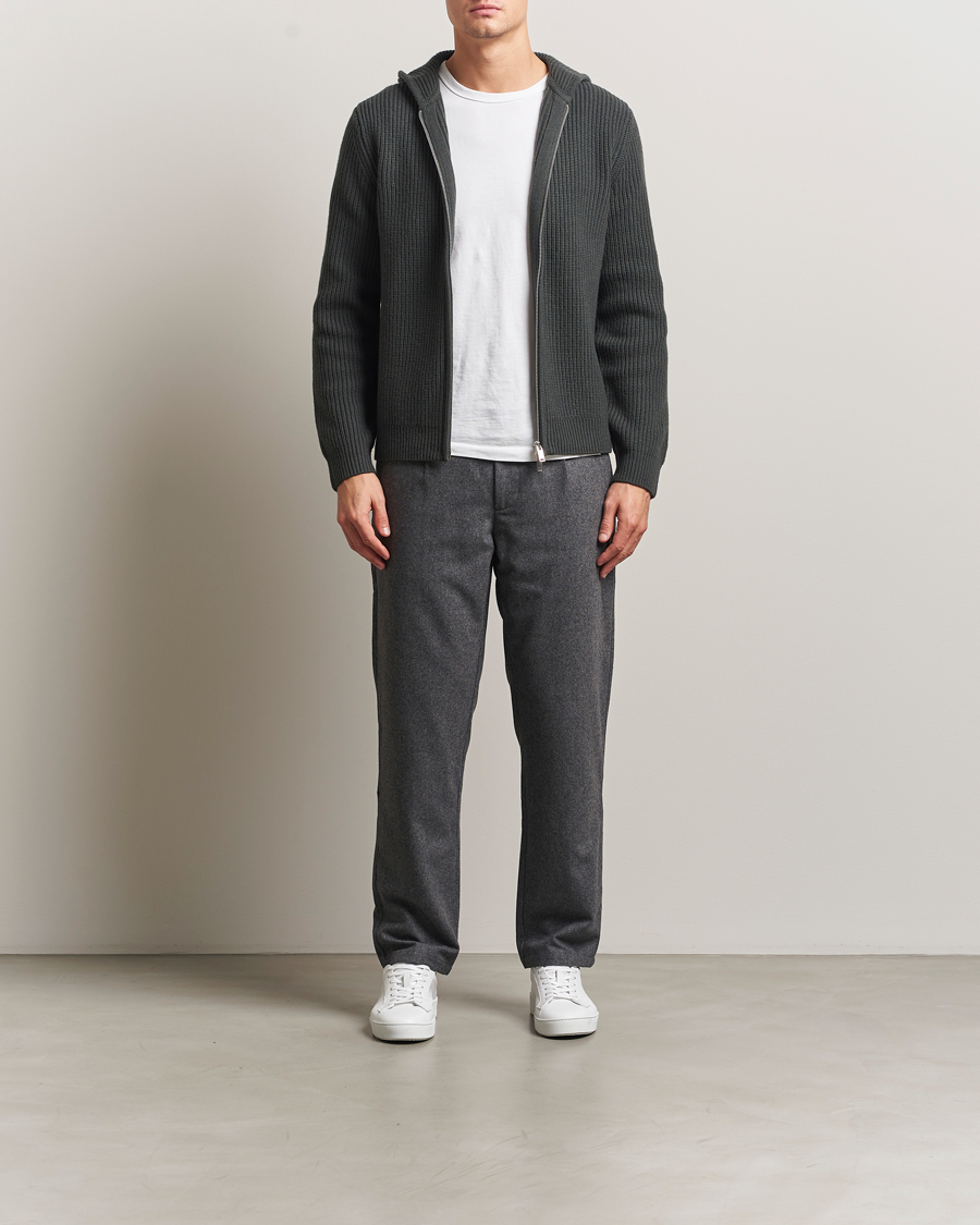 Herren | Hosen | Samsøe Samsøe | Bertil Flannel Drawstring Trousers Dark Grey Melange