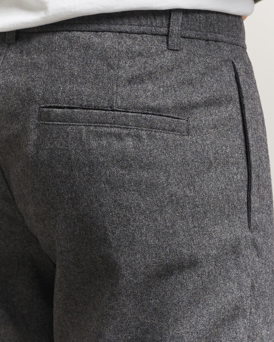 Herren | Hosen | Samsøe Samsøe | Bertil Flannel Drawstring Trousers Dark Grey Melange