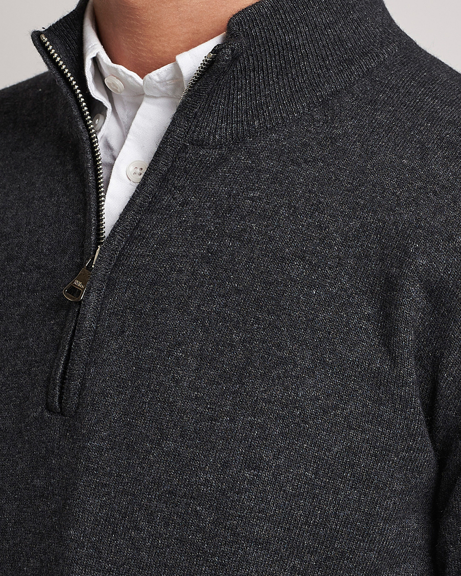 Herren | Pullover | Oscar Jacobson | Patton Wool Half-Zip Grey