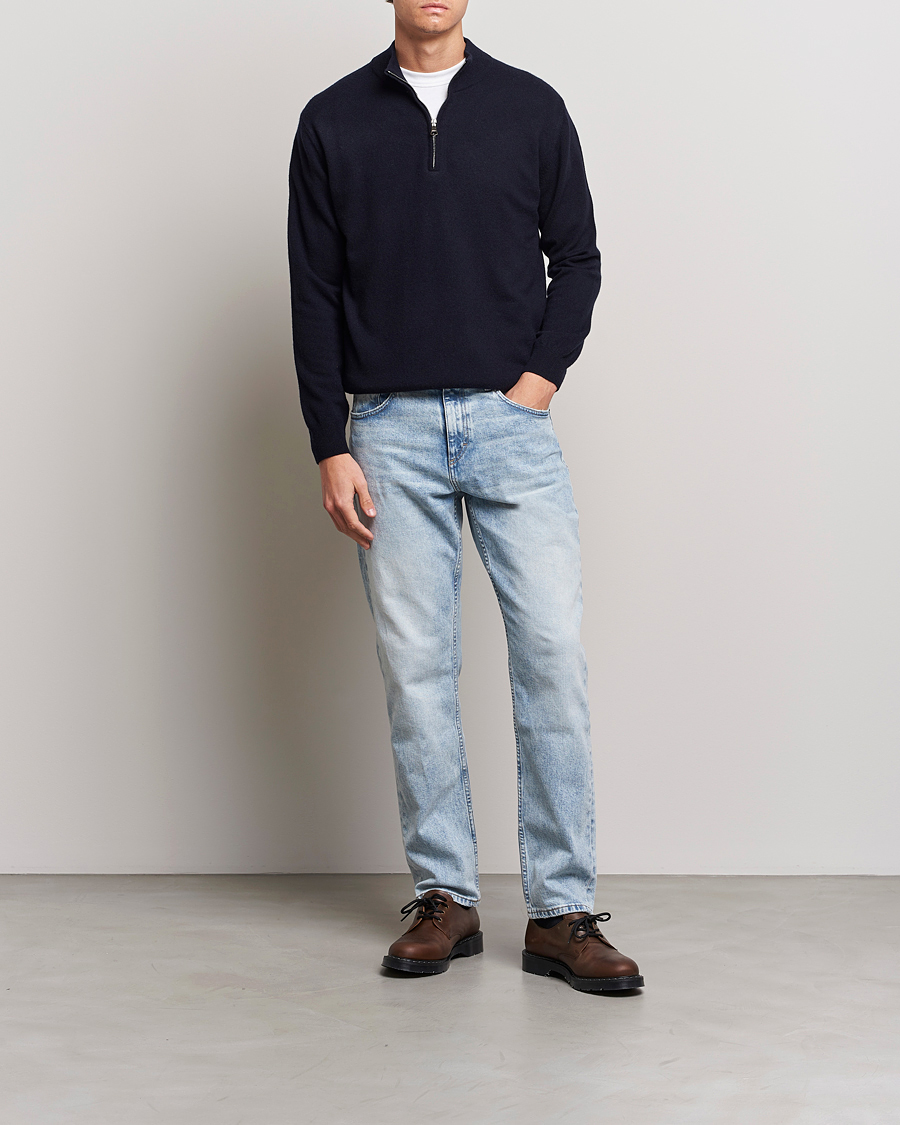 Herren | Pullover | Oscar Jacobson | Patton Wool Half-Zip Navy